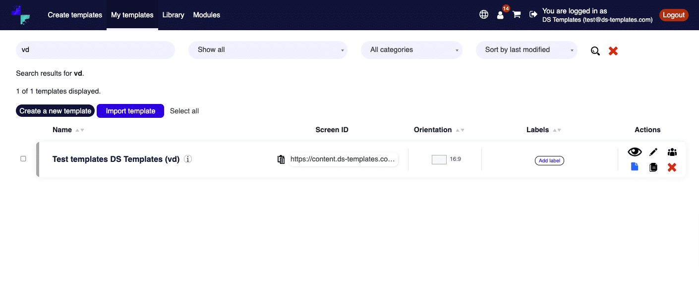 My Templates overview