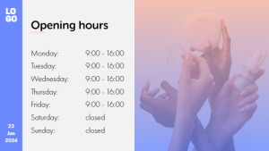 Healthcare - Opening Hours - digital signage template