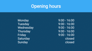 Internal - Opening Hours - digital signage template