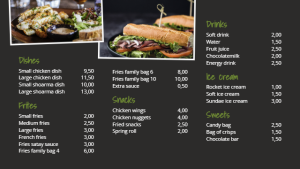 Menu Board - Layout 1 - digital signage template