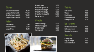 Menu Board - Layout 2 - digital signage template