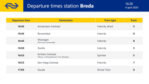 NS Departure Times - digital signage template