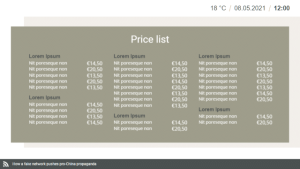 Wellness and Beauty - Price List - digital signage template